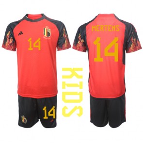 Belgien Dries Mertens #14 Hjemmebanesæt Børn VM 2022 Kort ærmer (+ korte bukser)
